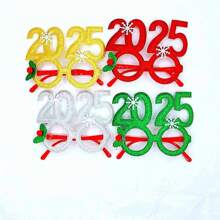 4pcs Christmas Party Glasses 2025 New Year & Festive Party Glasses Frames Photobooth Props Christmas Party Decoration