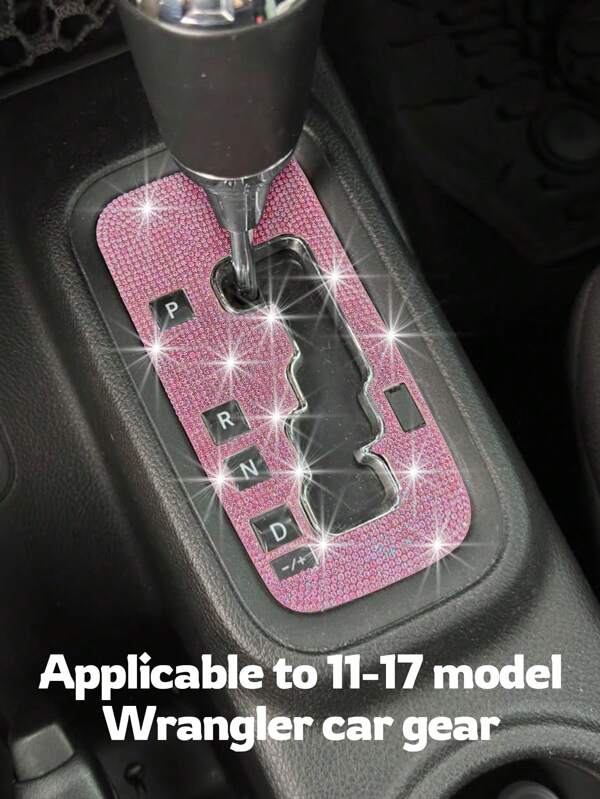 1 pieza Pegatina decorativa con cristales brillantes para caja de cambios de coche, accesorio interior para coche de mujer