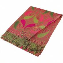 Paisley Pashmina Scarf For Women PASKMLNA - A18-20 Hotpink-olive - View 5