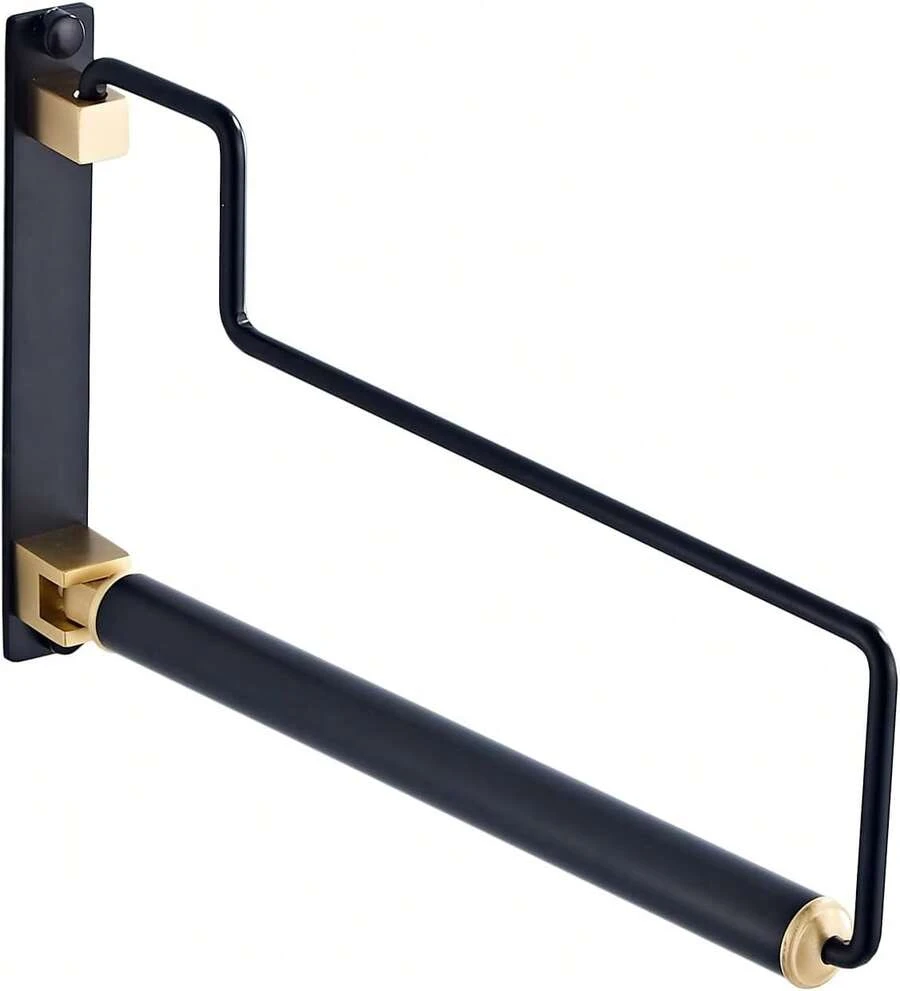 Tendedero de ropa, tendal para secar la ropa, perchero de pared con brazo giratorio para colgar la ropa en la lavandería, garaje, interior y exterior, color negro - Blanco y Negro - Ver 1