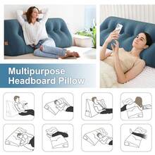 Headboard Wedge Cushion, Reading Cushion, Back Support Cushion, Upholstered Bed Cushion, Reversible Cushion, Large Back Support Cushion, Triangular Wedge-Shaped Support Cushion, Bed Side Cushion, Tatami Wedge Cushion, Lumbar Cushion For Bed And Sofa - 海藍色 - 查看 4