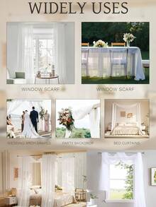 2片装法式浪漫薄纱窗帘，可调节可裁剪，可作床幔和窗帘装饰，家居窗帘，婚礼拱门装饰面料，适用于客厅、卧室、桌面、户外凉亭、婚礼和生日派对装饰、派对拱门背景（不含框架配件） - 彩色 - 查看 5