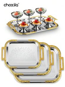 choxila 3 szt./zestaw tacek z wzorem pszenicy - wielofunkcyjna tacka do serwowania i przechowywania deserów, przekąsek, kawiarek, czajników i kubków, idealny prezent świąteczny dla rodziny i przyjaciół, idealna do salonu, sypialni, kuchni, popołudniowej herbaty lub do użytku w hotelu