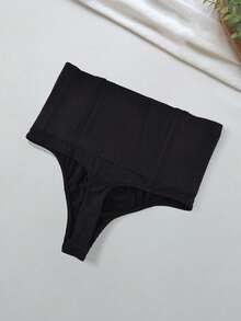 2 PCS Women Thong High Waisted Casual Solid Color G-String Women's Hip Lifting Pants Comfort And Slim Fit High Waisted Triangle Panties - Multicolor - View 5