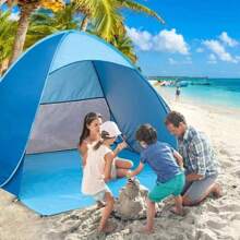 1pc Beach Tent 2 Seconds Instant Pop-Up Outdoor Sun Shade Canopy,Easy Set-Up Portable Beach/Camping/Fishing Shelter With UV Protection, Lightweight Design With Carry Bag, Ideal For Holidays And Outdoor Adventures