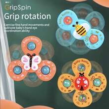 Baby & Toddler Cartoon Suction Cup Rotating Spinning Top Rattle Toy, Teething, Developmental, 1-3 Years Old, 6 Months+ (Random Color) - Multicolor - View 1