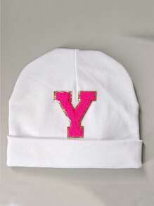 1PC Baby A-Z Letter Hospital Caps Baby Hats Newborn White Beanie Hat Soft Elastic Baby Cap For Girls Boys Infant Bonnet Accessories 0-3Y