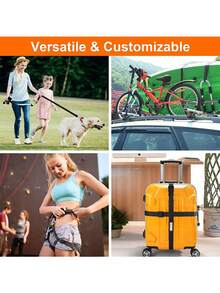 重型 25 件套捆扎套件 - 可调节尼龙织带，配有快速释放扣、D 形环和滑块 - 适用于旅行行李、宠物牵引绳、帐篷绳和户外装备包，适用于学校配件和学校用品 - 黑色 - 查看 7