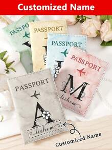 1pc Custom Signature Wallet,Personalized Signature Design Wallet,Custom Signature Wallet,Personalized Wallet With Signature,Custom Signature Wallet,1 Solid Color Travel Passport Clip PU Leather Passport Cover With Embossed Letters, Business Travel Document Organizer, Essential Travel Handbag