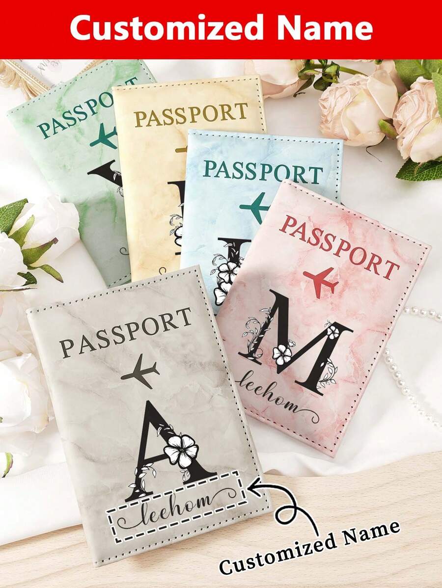 1pc Custom Signature Wallet,Personalized Signature Design Wallet,Custom Signature Wallet,Personalized Wallet With Signature,Custom Signature Wallet,1 Solid Color Travel Passport Clip PU Leather Passport Cover With Embossed Letters, Business Travel Document Organizer, Essential Travel Handbag