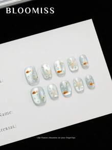 10 Pieces Of Handcrafted Press On Nails Short , Hand-Painted Production, Summer Nails, Reusable Fake Nails Nail Supplies Nails