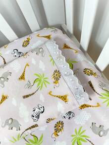 Laura Baby 2-Piece Sheet Set For American Standard Crib Or Mini Crib 100% Cotton - 粉紅野生動物園 - 查看 2