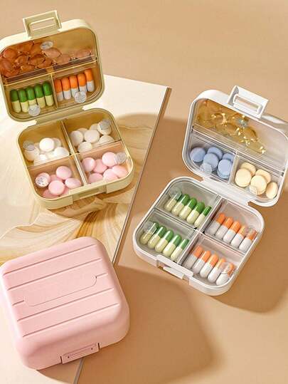 1pc 7-Compartment Portable Travel Mini Pill Case, Waterproof Moisture-Proof Pill Storage Container, Suitable For Storing Medication, Rings And Other Small Items Travel Essentials Travel Accessories Medicine Bag Pill Box Pill Containers Hospital Bag First Aid Kit Medicine Organizer Medicine Storage Bag Cruise Essentials Holiday Essential