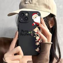 Funda de teléfono suave Angel Eye, funda de teléfono mate impresa en UV de 360 grados con patrón de Feliz Navidad, funda de protección creativa personalizada y elegante, a prueba de golpes y resistente a caídas, resistente a las manchas y duradera, adecuada para  17/17 Pro/17 Pro Max/17 Air/ 16/16 Pro/16 Pro Max/16 Plus/ 15/15 Pro Max/15 Pro/15 Plus/ 14/14 Pro/14 Plus/14 Pro Max/ 13/13 Pro/13 Pro Max/12/12 Pro/12 Pro Max/11/11 Pro/11 Pro Max/XR/X/XS/XS Max. Es el regalo de cumpleaños perfecto para novias, novios, esposos, esposas, amigos o para uno mismo, innovador y a la moda, adecuado tanto para hombres como para mujeres. - Negro 1613 - Ver 7