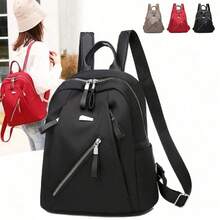Balo nữ phong cách đại học, ba lô nhẹ thường ngày, dây đeo vai có thể điều chỉnh, khóa kéo, lớp lót polyester, có thể giặt bằng máy, phù hợp cho học sinh, đi làm hàng ngày, kết hợp hoàn hảo với phụ kiện ba lô - màu đen - Xem 1