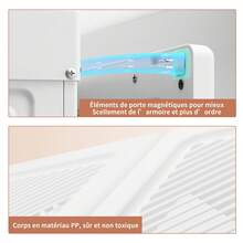 Portable Wardrobe, Sturdy Wardrobe Made Of PP Material, Easy Assembly, Foldable Multi-Purpose Closet With Rod, Magnetic Doors, Ideal Closet For Guest Rooms And Moving, For Living Room Bedroom Apartment. - White 69 * 50 * 136 cm - View 8