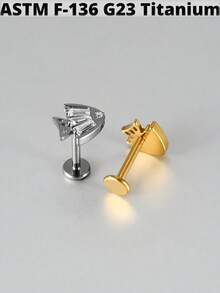 1PC G23 Titanium Cat/Dog/Rabbit Lip Studs Internal Thread Cz Flower Ear Helix Tragus Cartilage Helix Earrings Body Piercing Jewelry - As Shown - View 5