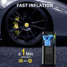 1pc Portable Digital Display Tire Inflator Pump, Wireless Electric Car Air Compressor - Black - View 5