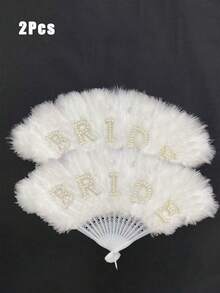 1 件仿羽毛扇，珍珠新娘羽毛扇，单件女士派对新娘婚礼装饰，手持扇，适合作为服装配饰和派对装饰，也适合婚礼、夏季生日、海滩、返校、学习用品和房间装饰。 - 彩色 - 查看 11