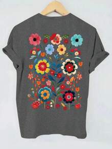 Maglietta estiva casual da donna a maniche corte con stampa a motivo cartoni animati, abbigliamento estivo da donna, maglietta grafica