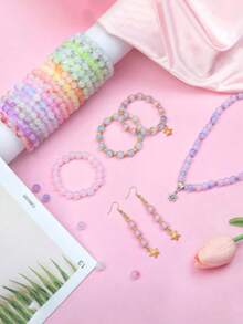 1 盒 8 毫米双色渐变玻璃珠珠宝制作套件，适用于 DIY 手镯、项链、耳环、工艺品和礼品（颜色随机）