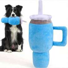 1pc Cup Design Pet Dog Squeaky Plush Toy, Chew Resistant Teeth Grinding Toy - Multicolor - View 5