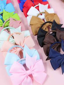 10/20 件女士随机颜色蝴蝶结装饰发圈套装，适合日常和节日使用，马尾辫夹，发圈，发绳，发球