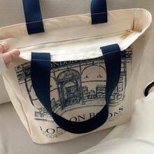 Liee - Bolsa de lona para mujer, bolsa de libro estética con cierre, bonita bolsa de libro pequeña, portátil, lavable para mujeres, bolsa de regalo para cumpleaños, día del profesor, - 1 - Ver 2