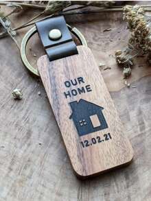 个性化木质钥匙扣 - 乔迁礼物 - 首套房 - 定制设计 - 搬家礼物 - 新居礼物 - 定制 - 客製化鑰匙圈 - 查看 5