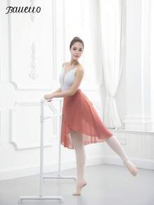 balletto Knee-Length Chiffon Ballet Skirt For Women, One-Piece Tie-Up Design, Solid Color For Performance & Dance