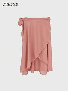 balletto Knee-Length Chiffon Ballet Skirt For Women, One-Piece Tie-Up Design, Solid Color For Performance & Dance