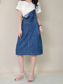 Vestido de tirantes de mezclilla para mujer de estilo casual, tela de mezclilla de alta calidad, textura suave y cómoda, resistente al desgaste y transpirable, adecuado para el verano, falda de tirantes de mezclilla clásica