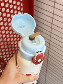 Cartoon Adorable Children's Insulated Cup, Girls Boys Straw Bottle School Portable Water Cup, Stainless Steel - Blue - View 5