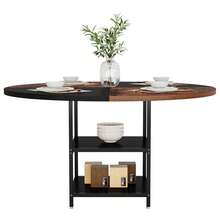 Tribesigns Mesa de comedor redonda para 4 personas, 120 x 120 x 75 cm, estilo industrial, mesa de cocina de madera, mesa de comedor grande con estantería para el hogar, comedor, sala de estar - Marrón - Ver 9