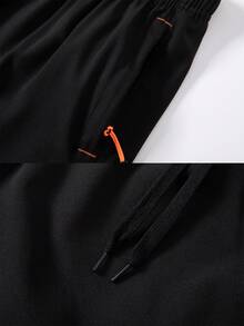 1pc Men's Sports Shorts, Lightweight Breathable Quick-Dry Elastic Workout Running Shorts, Spring/Summer Black - Black - View 5