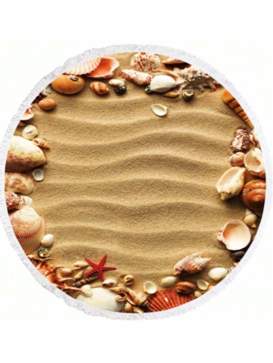 Round Beach Towel 150x150 Cm – Boho Style, 70% Cotton 30% Polyester, Quick-Dry, Multi-Purpose | Made In Turkey - Army Green - View 1