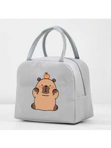 1 件，创意水豚图案印花隔热便当袋，可重复使用的大容量午餐盒袋，适合办公室工作人员和旅行返校学校用品袋女士午餐袋冷藏袋野餐配件学校配件学校午餐盒 - 彩色 - 查看 4