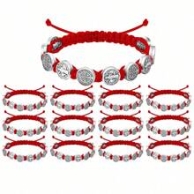 12 peças/pacote Pulseiras antigas de ouro San Benito, proteção, feitas à mão, cordão vermelho e preto, pulseiras de pulso Beneditinas, medalha ajustável, pulseira de rosário, sorte, benção da serenidade, pulseira da amizade para mulheres e homens