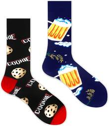 Men's Funny Novelty Crazy Pattern Dress Socks For Gifts - Black/Blue/Brown/Multicolor Food-6m - View 8