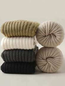 Bộ 3 đôi tất chân dày dặn, kiểu dáng đơn giản, ấm áp, thời trang thu đông cho nữ, màu sắc ngẫu nhiên, Y2K, ấm áp - Nhiều màu - Xem 10