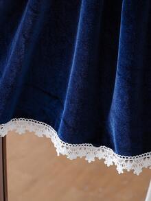 Elegant Girls' Dress With Ruffled Collar, Bowknot Decor, Long Sleeve, Suitable For Party, Casual Wear, Princess Style, Spring & Autumn - 寶藍色 - 查看 8