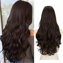 MSARLA Clip In U Part Hair Extensions Dark Brown Synthetic Long Wavy Curly Thick Full Head Hairpiece For Women 24 Inch6001 - 深棕色 - 查看 1