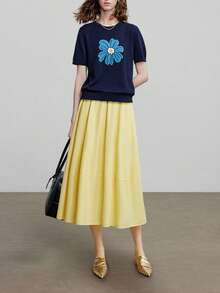 Minimalist A-Line Skirt, High Waisted Women Casual Versatile Long Umbrella Skirt