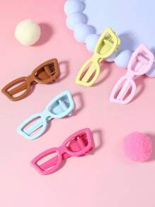 8pcs/Set Candy Color Fake Glasses Frame Hair Clips, Duck Mouth Clips, Side Bangs & Back Of Head Hair Clips, Gift For Little Girls Back To School