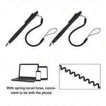 Portable Spring Rope Stylus Pen, Scratch Proof Pen With Stylus Tip Touch Pen For Touchscreen, Stylus Pen For Touch Screens Touch Pen For Drawing, Sketching And Note-Taking - Multicolor - View 4