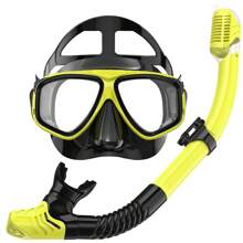 JoyMaySun Schnorchelmaske, Atemschlauch-Set, Dry Top, geringes Volumen, Silikonmaske, auslaufsicher und beschlagfrei, Schnorchelmaske, Schwimmbrille für Männer und Frauen
