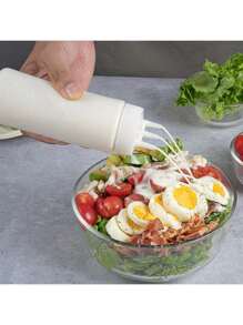 Kitchen Squeeze Bottle, 3-Hole Design With Scale - Durable PE Material, Perfect For Sauces, Condiments And Baking - Includes White, Red And Amber Nozzles, Condiment Dispenser | Modern Kitchenware | Translucent Material, Sauce Squeeze Bottle
