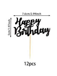 12pcs/Set Happy Birthday Cupcake Toppers For Birthday Party