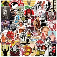 50 件摔跤贴纸 WWE 贴纸 WWE 派对装饰 WWE 配件 WWE 海报酷贴纸涂鸦贴纸乙烯基防水贴纸适用于水瓶、电脑、笔记本电脑、手机、行李箱、笔记本、冰箱 - 彩色 - 查看 2