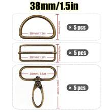 15pcs/Set 15-38mm Mixed Color Metal Belt Buckle Set, D-Ring Buckle, Rectangular Sliding Adjustment Buckle, Rotating Hook Buckle For DIY Pet Collars Handbags And Sewing Crafts - Multicolor - View 23